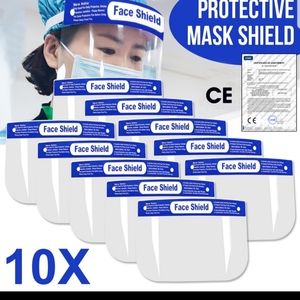 10Pcs Transparent Adjustable Full Face Shield Plas